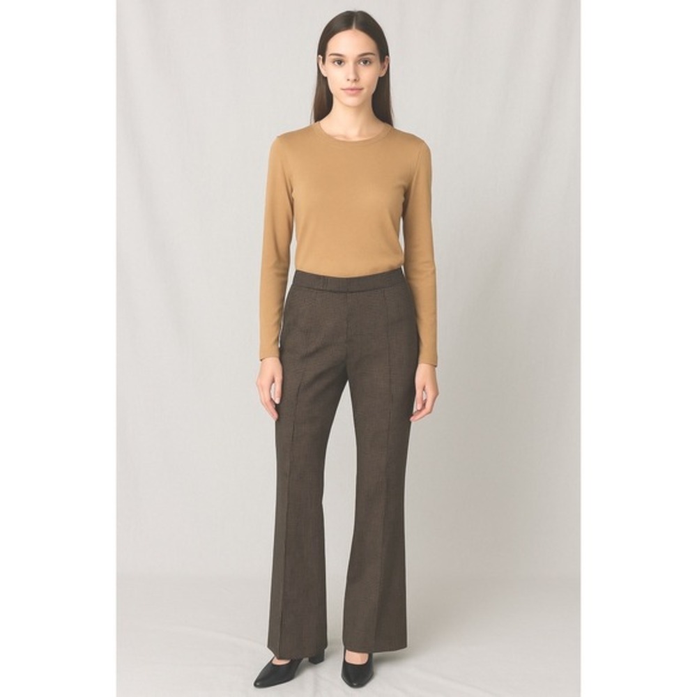 Ann Taylor Houndstooth Wide Leg‎ Pants 14 Black Brown Academia Preppy Chic 89-08